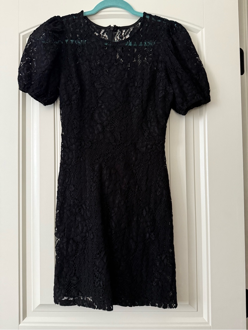 Lulu's Black Lace Mini Dress with Puff Sleeves